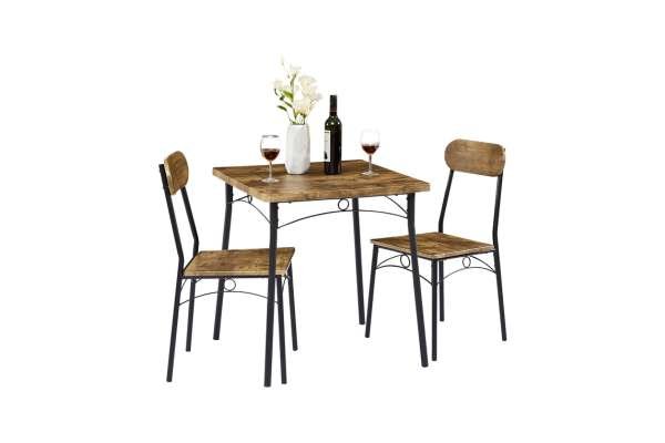 VECELO Dining Table with Two Chairs